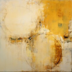  textured gritty abstract empty circles and pale yellow soul brush