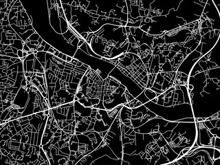 Vector road map of the city of  Bayonne in France on a black background.