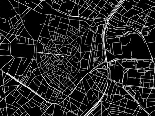 Vector road map of the city of  Montpellier Centre in France on a black background.