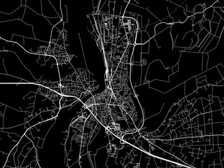 Vector road map of the city of  Arles in France on a black background.