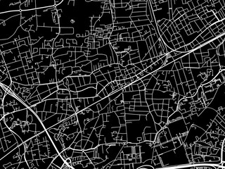 Vector road map of the city of  Pessac in France on a black background.