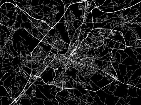 Vector road map of the city of  Angouleme in France on a black background.