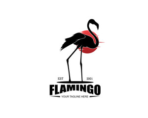 Flamingo bird silhouette logo design