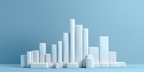 Naklejka premium White rising bar chart on blue background with copy space