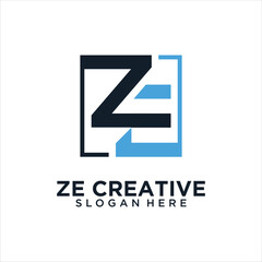 Alphabet letters Initials Monogram logo ZE, ZE INITIAL, ZE letter