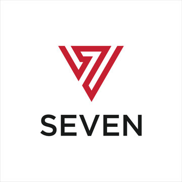 Triangle letter V 7 modern art number monogram unique logo