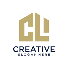 Obraz premium Abstract CL Letter Creative Home Shape Logo Design. Unique Real Estate, Property, Construction Vector Icon.