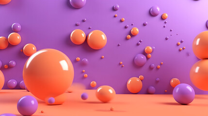 Fototapeta na wymiar 3D minimal purple and orange chat bubbles on pink background. Generative AI