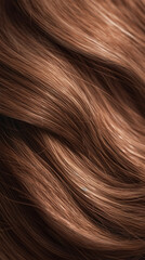 Close-up of a bunch of shiny straight natural light brown hair . Generative AI