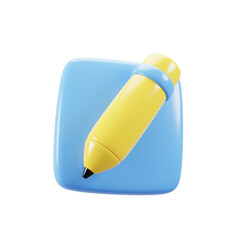 3d rendering yellow pencil icon. Education icon concept. 3d illustration