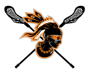 Indian Mascot Lacrosse Sport Symbol Illustration