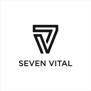 Triangle letter V 7 modern art number monogram unique logo