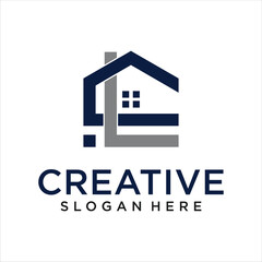 Abstract CL Letter Creative Home Shape Logo Design. Unique Real Estate, Property, Construction Vector Icon.