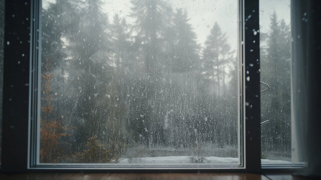 heavy hail shatter window in bad stormy weather because of climate change