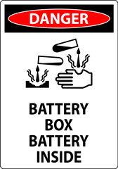 Danger Battery Box Battery Inside Sign With Symbol