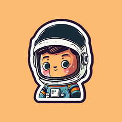 Astronaut cute cartoon sticker for kids.