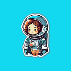 Astronaut cute cartoon sticker for kids.