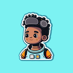 Astronaut cute cartoon sticker for kids.