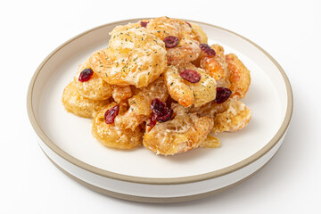 Creamy shrimp on a white background