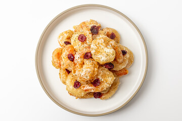 Creamy shrimp on a white background