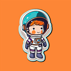 Astronaut cute cartoon sticker for kids.