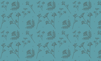 minimalistic seamless pattern with flowers and leaves 	
