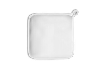 Blank white Pot holder mockup. Kitchen accessory. Cooking mitten. Flat lay. oven mitts isolated. 3d rendering.