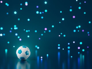 Naklejka premium football ball 3d object. 3d illustration. graphic background element. sport abstract backdrop. soccer render design competition concept art. digital technology element beautiful lighting ground empty