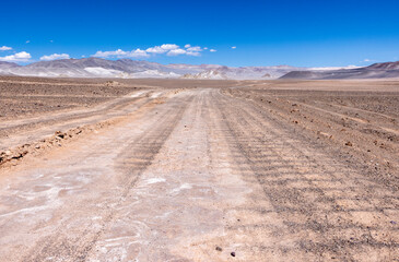 Puna - off road adventure on the way to the Campo de Piedra Pómez, a bizarre but beautiful landscape with a field of pumice, volcanic rocks and dunes of sand in the north of Argentina, South America 