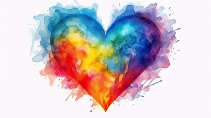 Rainbow watercolor heart isolated illustration 