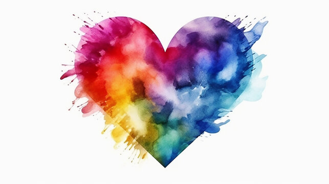 Rainbow watercolor heart isolated illustration 