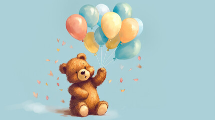Teddy bear with balloons illustration 