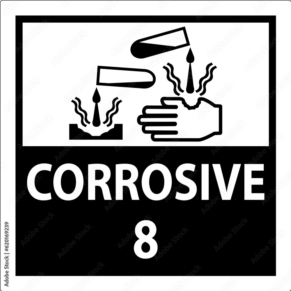 Wall mural Label Corrosive Sign On White Background