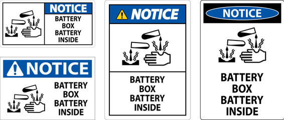 Notice Battery Box Battery Inside Sign With Symbol