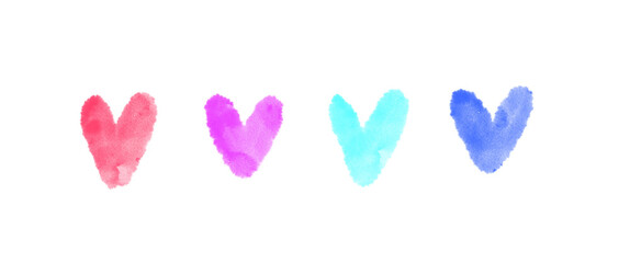abstract background of different water colour hearts on transparent background clip art 