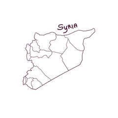 Hand Drawn Doodle Map Of Syria. Vector Illustration - obrazy, fototapety, plakaty