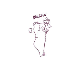 Hand Drawn Doodle Map Of Bahrain. Vector Illustration