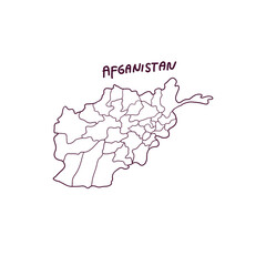 Hand Drawn Doodle Map Of Afghanistan. Vector Illustration