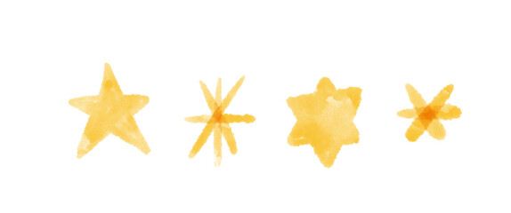 Watercolour clipart of different Stars transparent background 