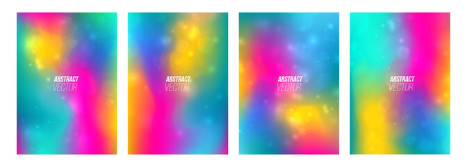 Set of blurred backgrounds with vibrant color gradients for creative graphic design. Glowing lights. Vector illustration.