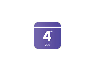 4th July calendar date month icon with gradient color, flat design style vector illustration