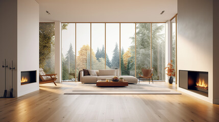 Beautiful living room interior with hardwood floors. 
