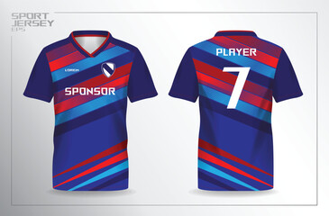 red blue sport jersey for football and soccer shirt template