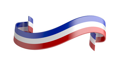 France ribbon waving flag on transparent background, Happy Bastille Day, French National Day 14 of July decoration background, 3d rendering illustration