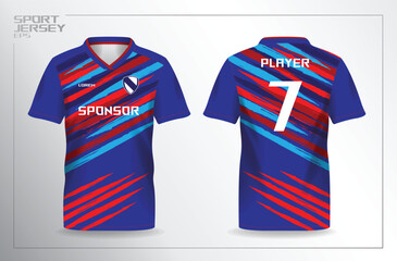 red blue sport jersey for football and soccer shirt template