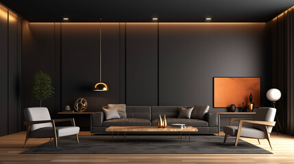 Modern luxury living room interior background. Generative AI