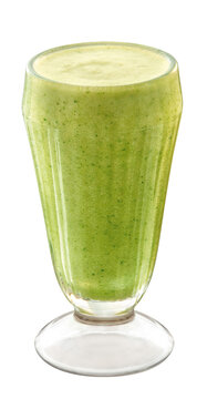 ta&ccedil;a de vidro com suco cremoso de abacaxi com hortel&atilde; isolado em fundo transparente - copo com suco verde - suco detox 