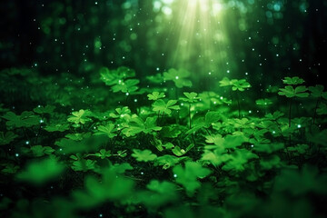 Fototapeta na wymiar Dark moody green leaves summer background. Ai generated