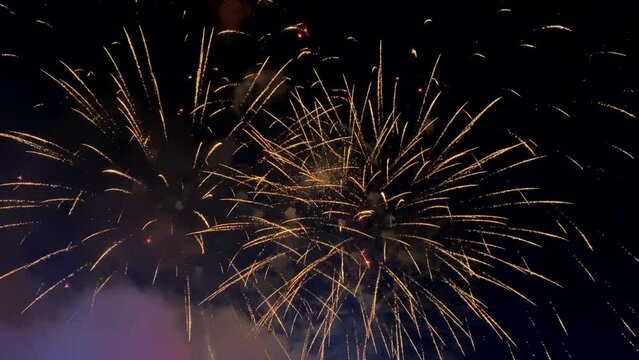 powerful multi-colored fireworks against the background of a dark sky