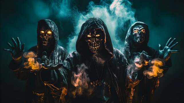 psychedelic dark halloween monsters skulls generative art